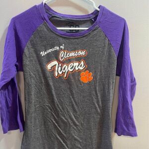 Clemson Tigers Long Sleeve Shirt 3/4 sleeve raglan tee Woman's Size Large